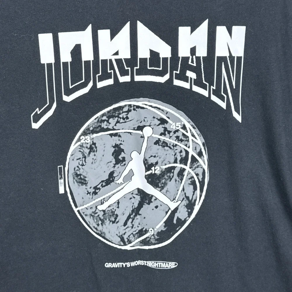 Air Jordan Hooded Shirt Mens XL Black Jumpman Graphic Dri-Fit Short Sleeve
